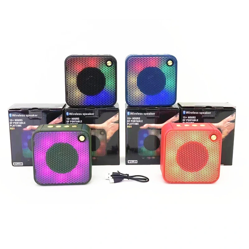 Amazon New Outerdoor Home Portable Gift Wireless Colorful Light Subwoofer Sound Box RGB Cloth Mesh Ipx 4 Waterproof Bluetooth Mini Speaker